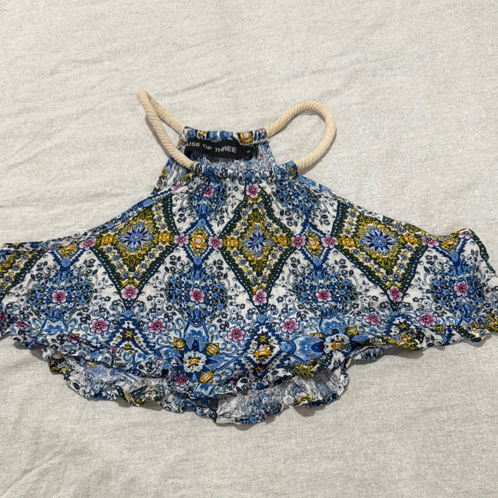 Floral Blue and Yellow Women's Tank Top
